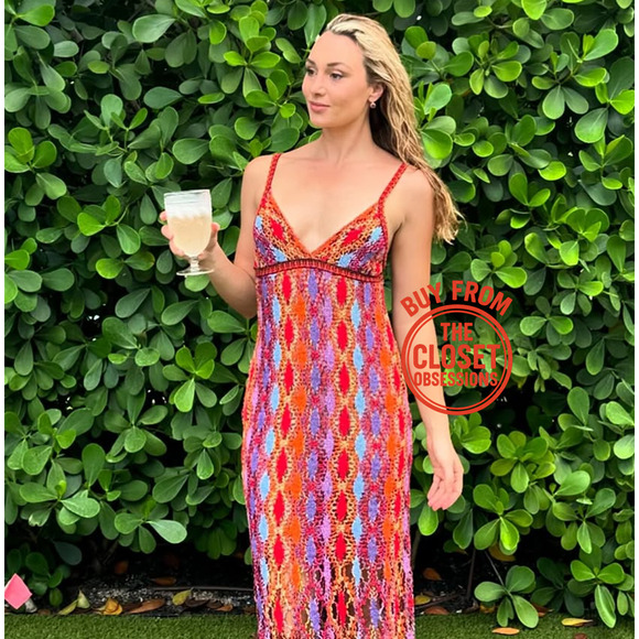 ZARA V-Neck Fringe Hem Multicolor Midi Dress NWT | Size M/L - Picture 7 of 16